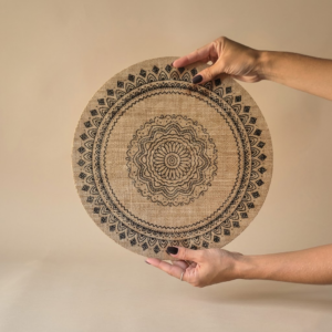 Individual de arpillera redondo mandala ZEN 36cm