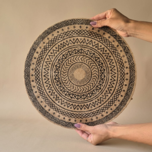 Individual de arpillera redondo mandala BOHO 36cm