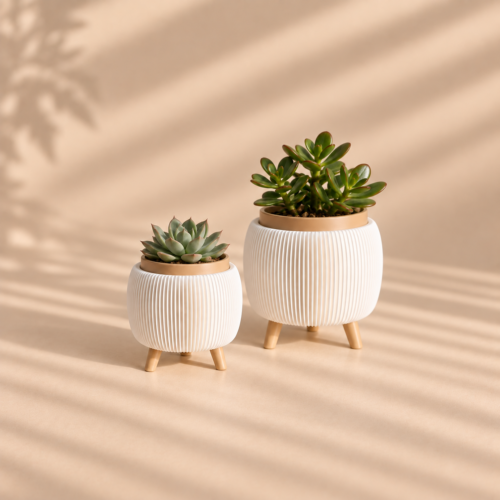 Set de macetas decorativas de interior PÓDIA 9×8,5 cm. (S) – 13,5×13,5 cm.(M)