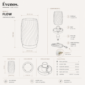 Lampara de mesa Velador Flow