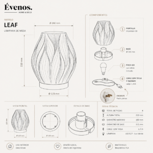 Lampara de mesa Velador Leaf