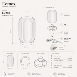 Lampara de mesa Velador Lume