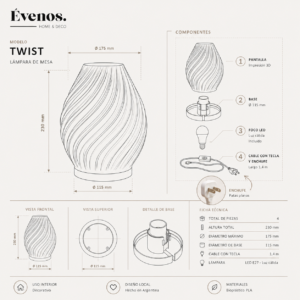 Lampara de mesa Velador Twist