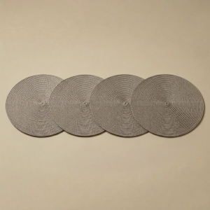 Set x4 individuales redondos PVC chocolate de 37 cm