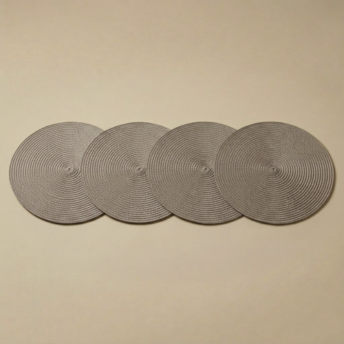 Set x4 individuales redondos PVC chocolate de 37 cm