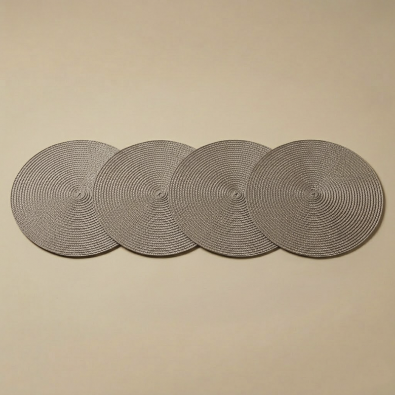 Set x4 individuales redondos PVC chocolate de 37 cm