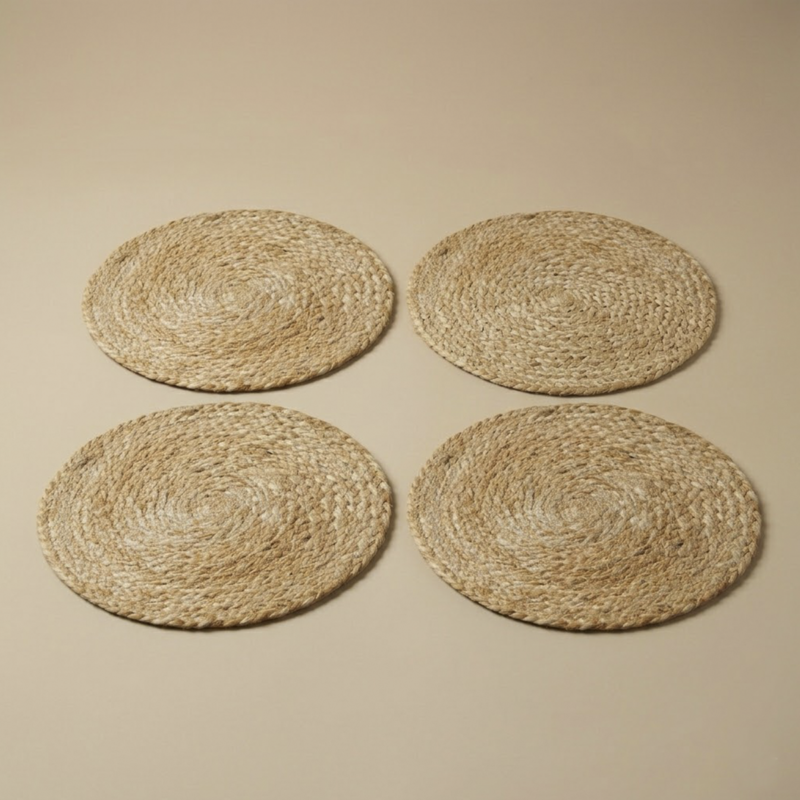Set x4 individuales redondos de YUTE de 30 cm