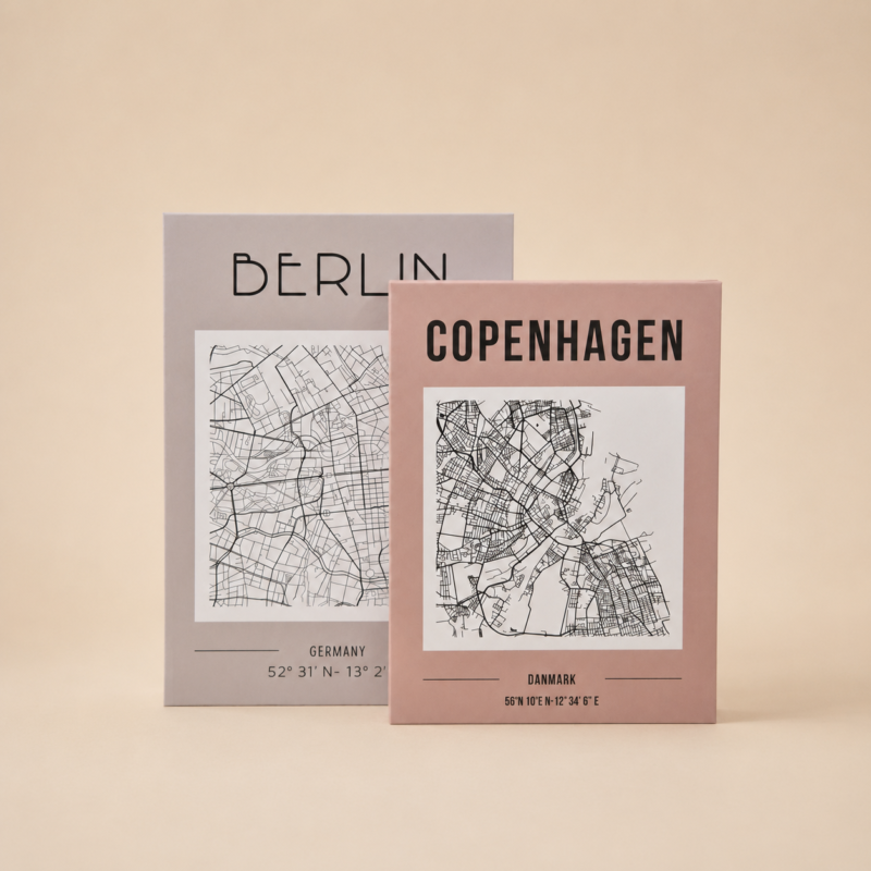 Set x2 cajas organizadoras Libros decorativos Berlin y Copenhagen
