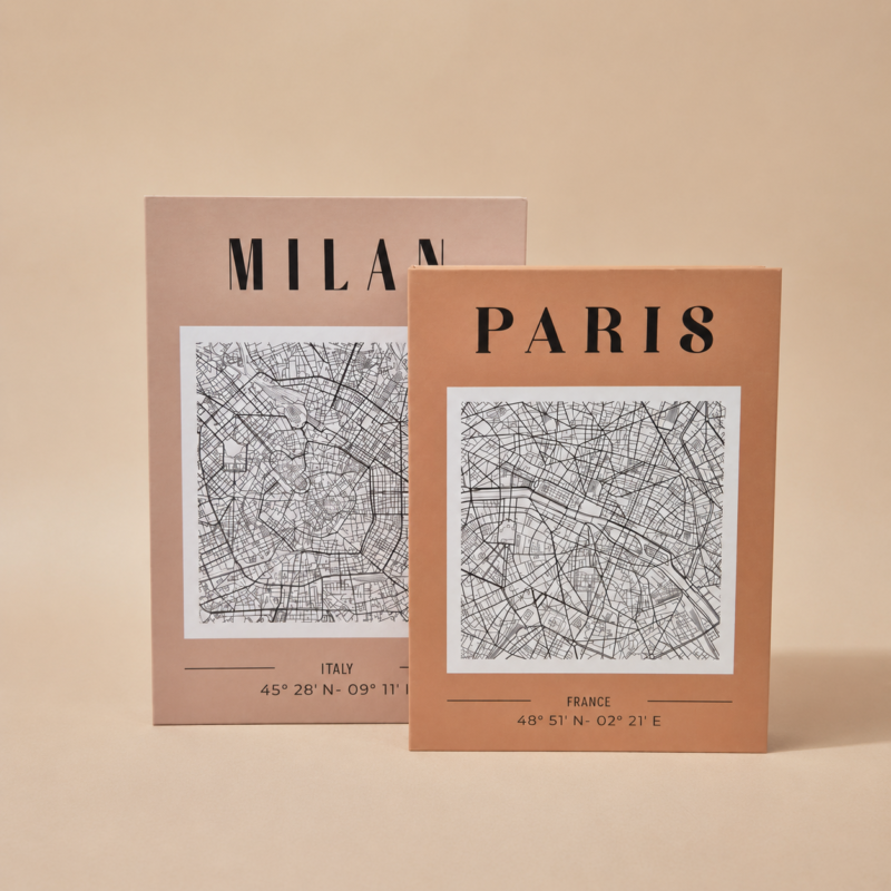 Set x2 cajas organizadoras Libros decorativos Milan y Paris