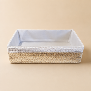 Cesto rectangular combinado de yute 24x15X6