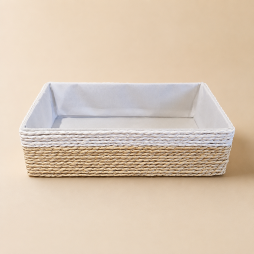 Cesto rectangular combinado de yute 24x15X6