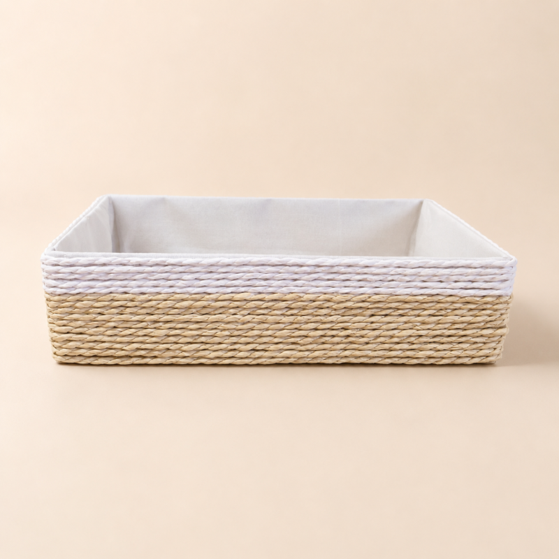 Cesto rectangular combinado de yute 24x15X6