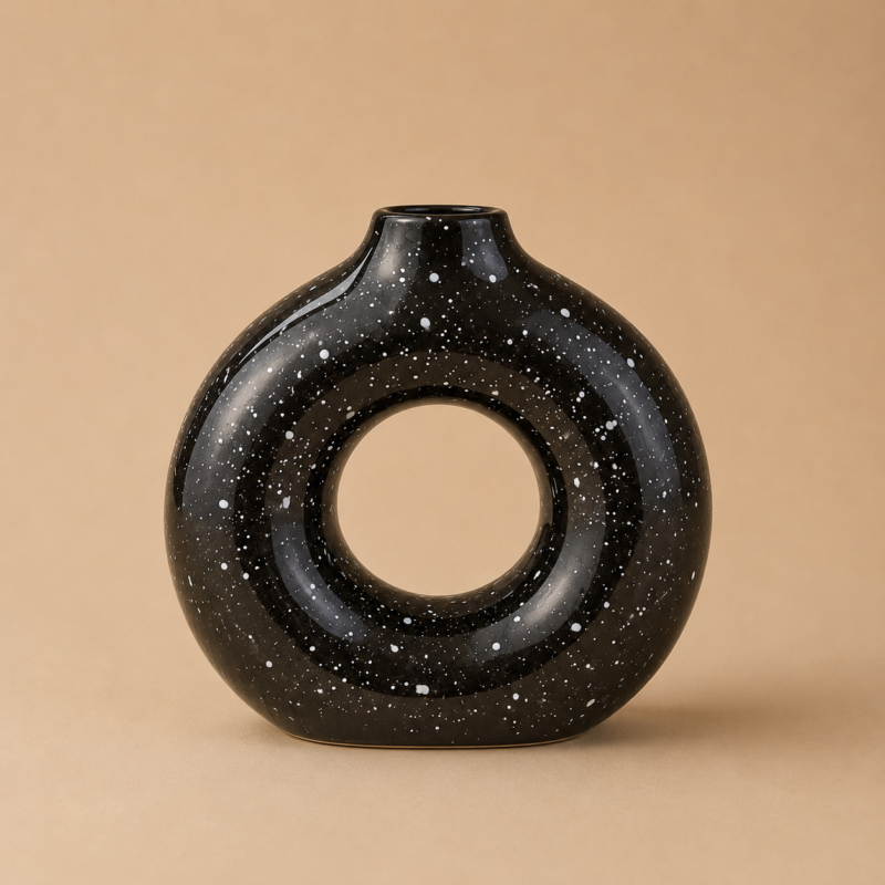 Set X2 Florero Dona de cerámica negro 20x20x6 - 15x15x4,5