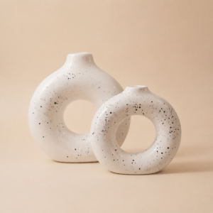 Set X2 Florero Dona de cerámica blanco 20x20x6 - 15x15x4,5