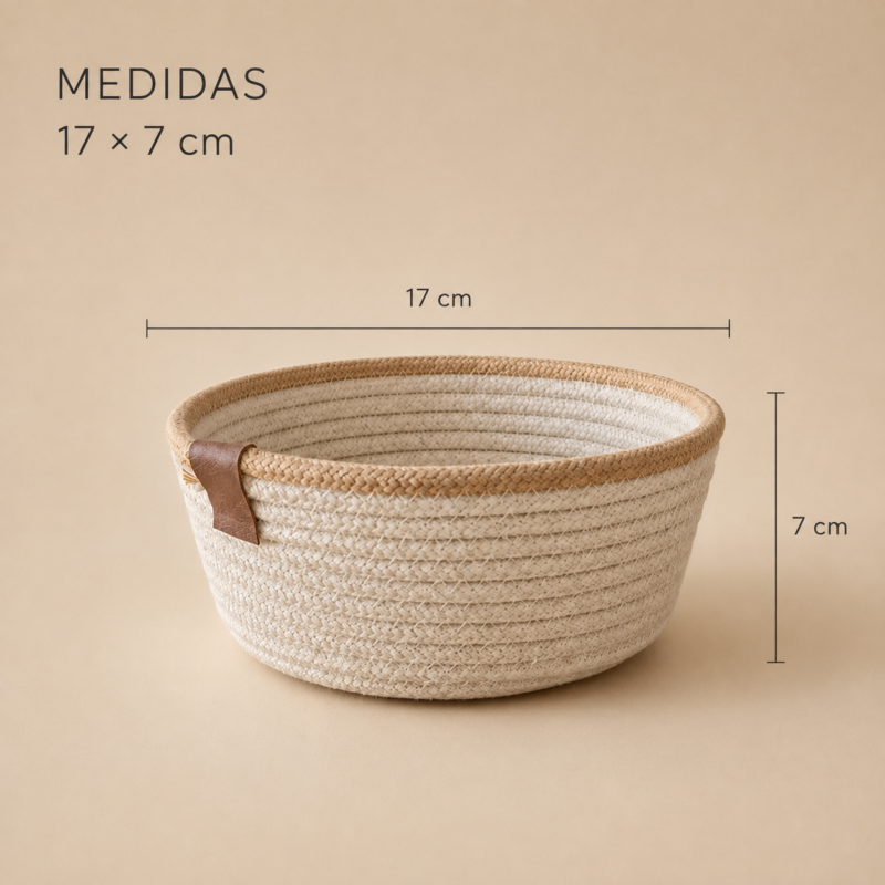 Cesto circular de hilo de algodón combinado 17x7