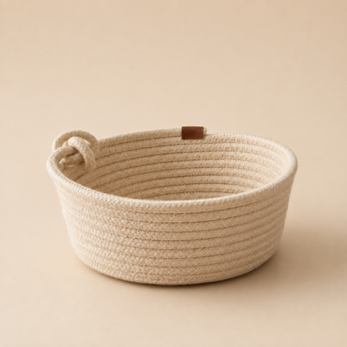 Cesto circular de hilo de algodón con nudo18x7