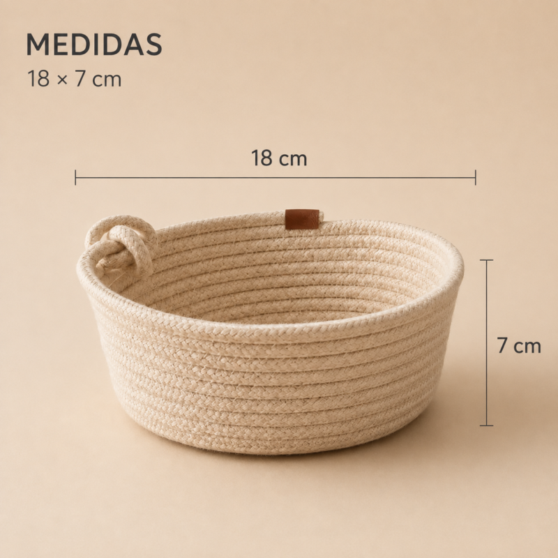 Cesto circular de hilo de algodón con nudo18x7