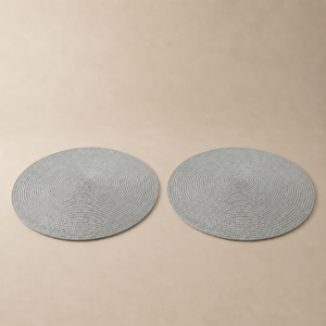 Set x2 individuales redondos PVC gris perla de 37 cm