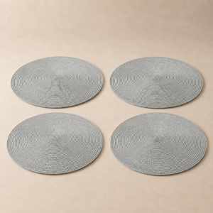 Set x4 individuales redondos PVC gris perla de 37 cm