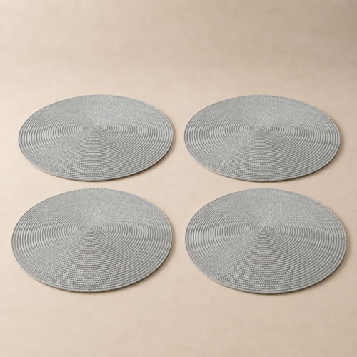 Set x4 individuales redondos PVC gris perla de 37 cm