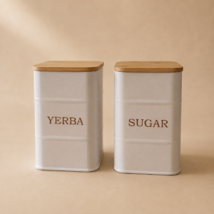 Set X2 latas Nordicas Yerba y Azucar color crema 15x9 (1,2 L)