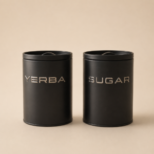 Set X2 latas modernas Yerba y Azucar color negro 15x11 (1,4 L)
