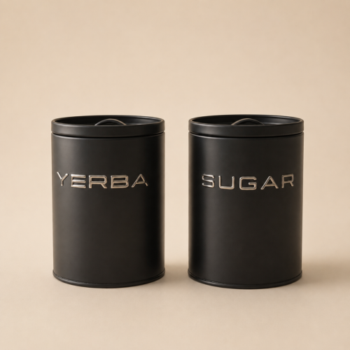 Set X2 latas modernas Yerba y Azucar color negro 15x11 (1,4 L)