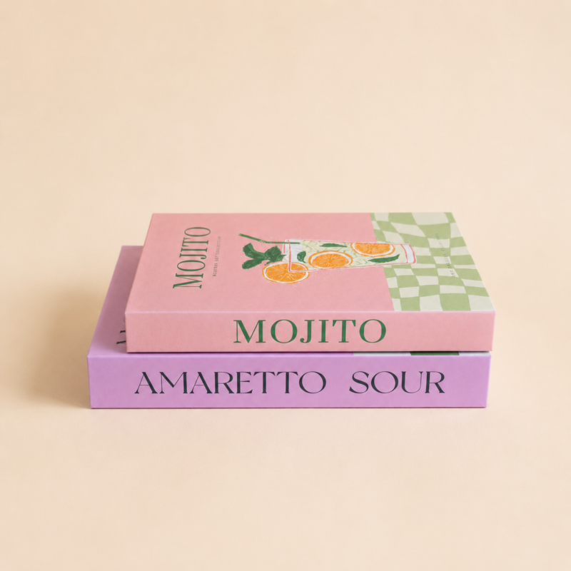 Set x2 cajas organizadoras Libros decorativos Drinks