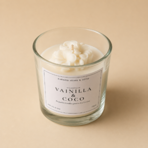 Vela de soja Tennesse transparente Vainilla y Coco - Flor de mayo
